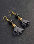 Single Blue Pottery Bead Earrings With Satin Funda